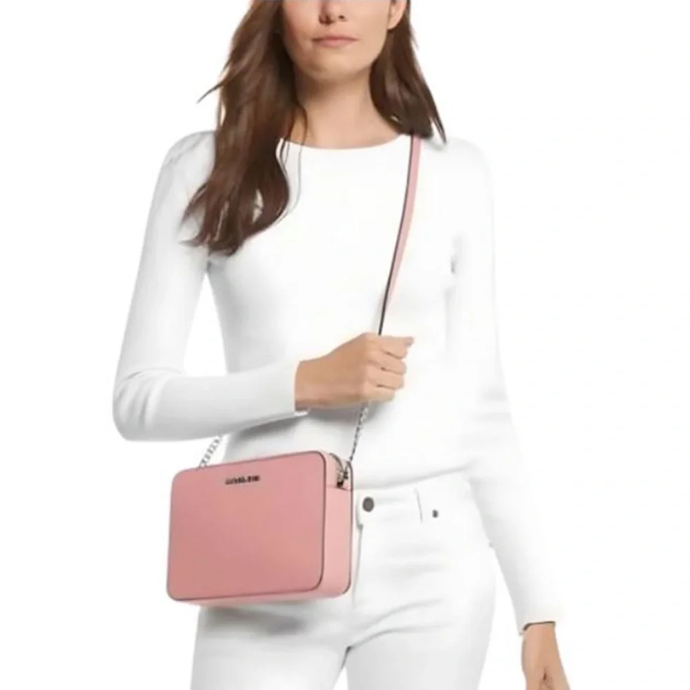 Michael Kors Jet Set Item Large East West Zip Crossbody Leather Primrose  NWT